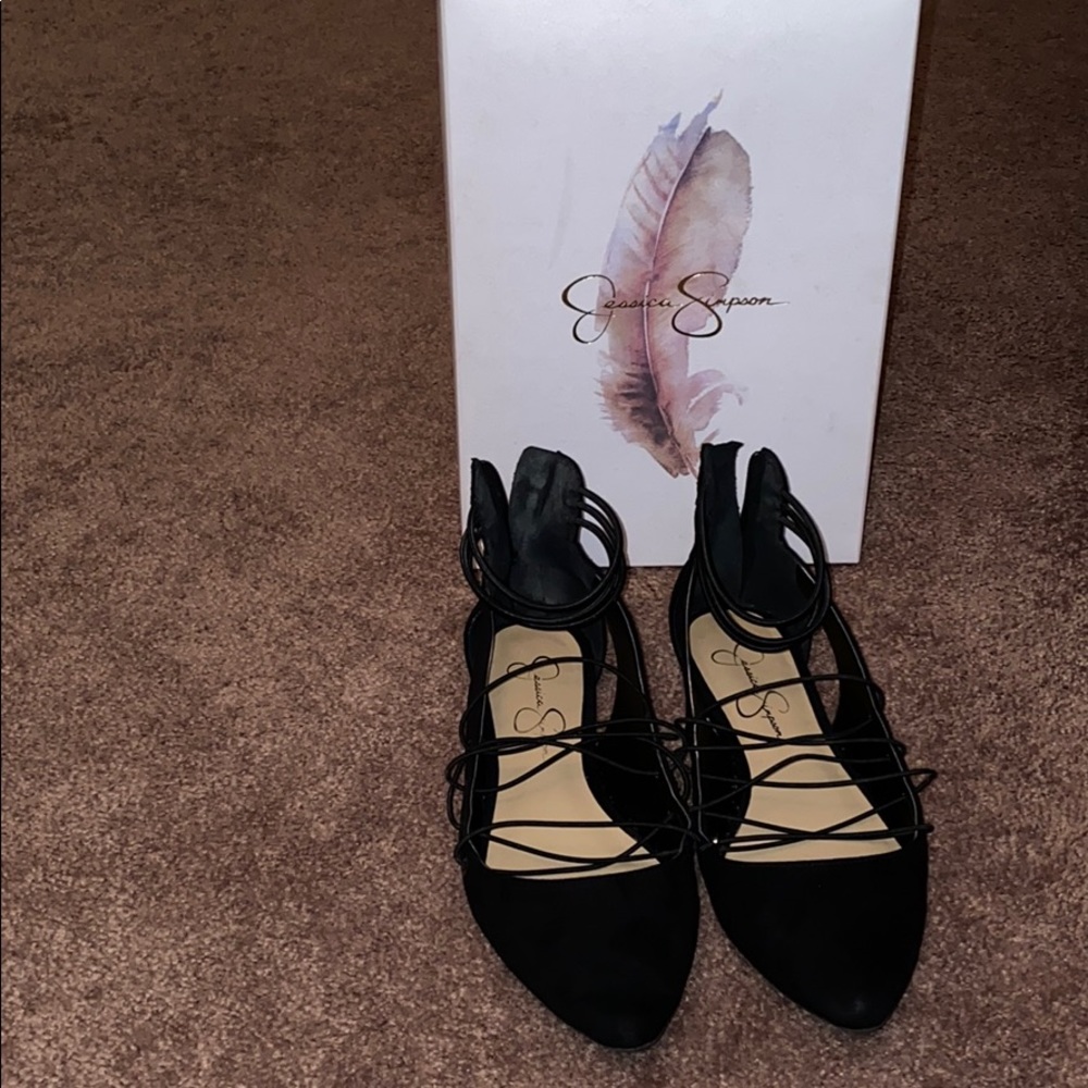 Black strappy flats